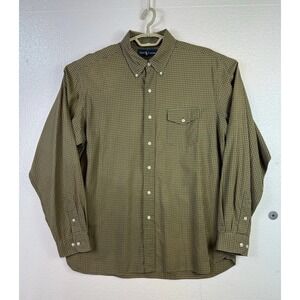 Ralph Lauren Mens Shirt Sz XL Button Down Green Brown Plaid Long sleeve Casual